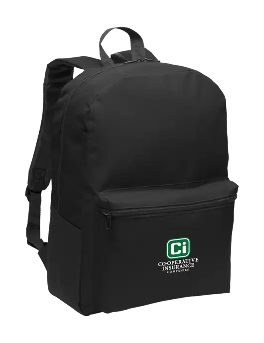 Casual Black Lightweight Laptop Backpack w/CI Icon Logo