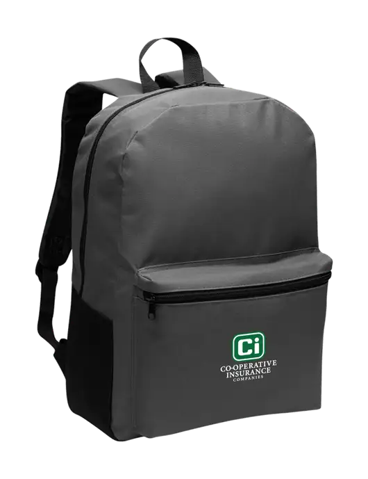 Casual Dark Charcoal Lightweight Laptop Backpack w/CI Icon Logo