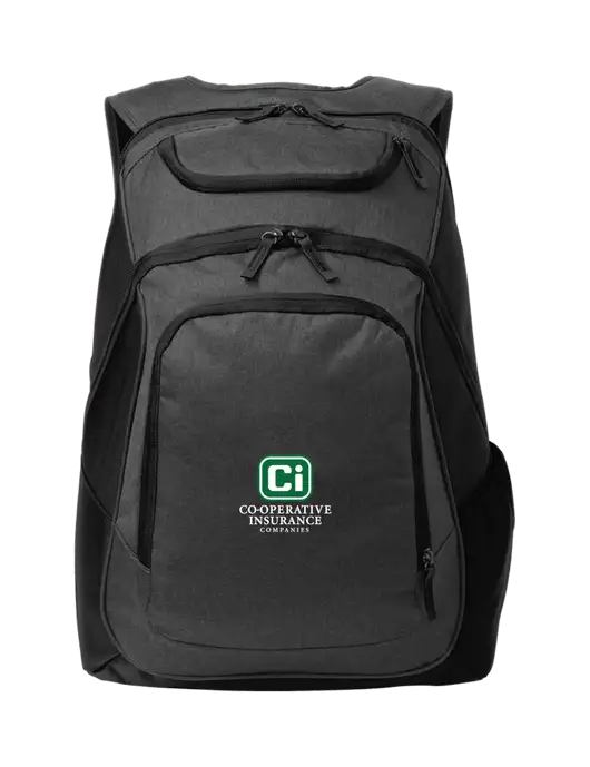 Executive Graphite Heather/Black Laptop Backpack w/CI Icon Logo
