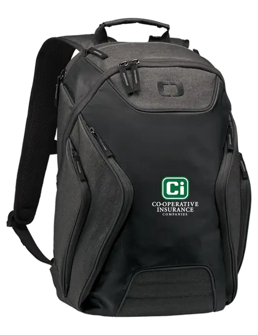 OGIO Black/Heather Grey Hatch Laptop Backpack
 w/CI Icon Logo