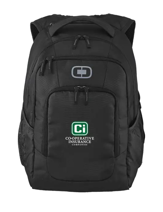OGIO Black Logan Laptop Backpack
 w/CI Icon Logo