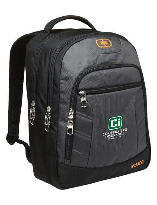 OGIO Dark Grey/Orange Colton Laptop Backpack
 w/CI Icon Logo