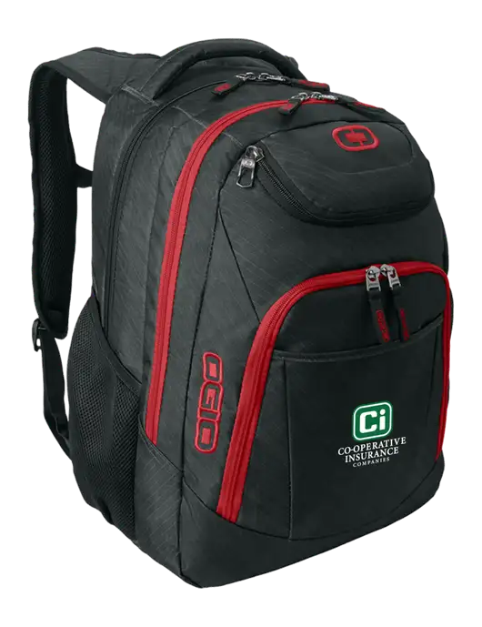 OGIO Dark Grey/Red Excelsior Laptop Backpack w/CI Icon Logo