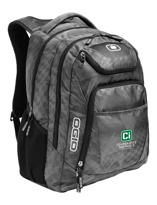 OGIO Race Day Silver Excelsior Laptop Backpack w/CI Icon Logo
