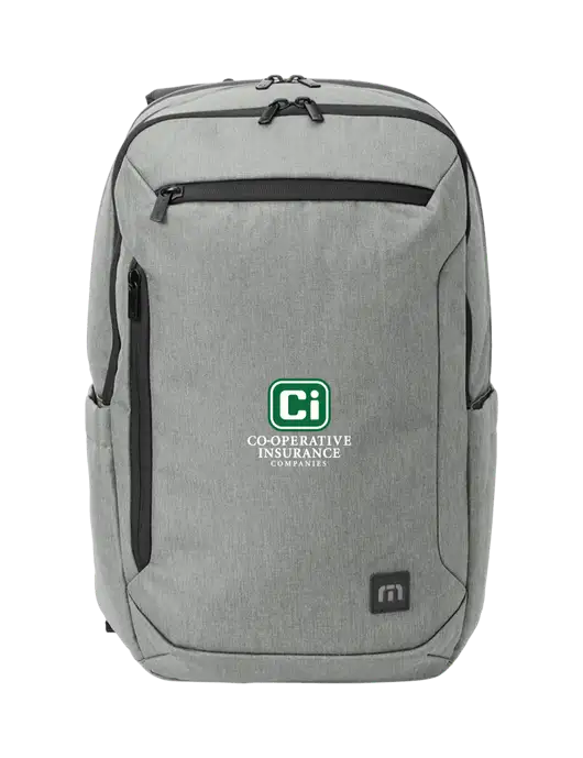 TravisMathew Light Grey Heather Duration Backpack w/CI Icon Logo