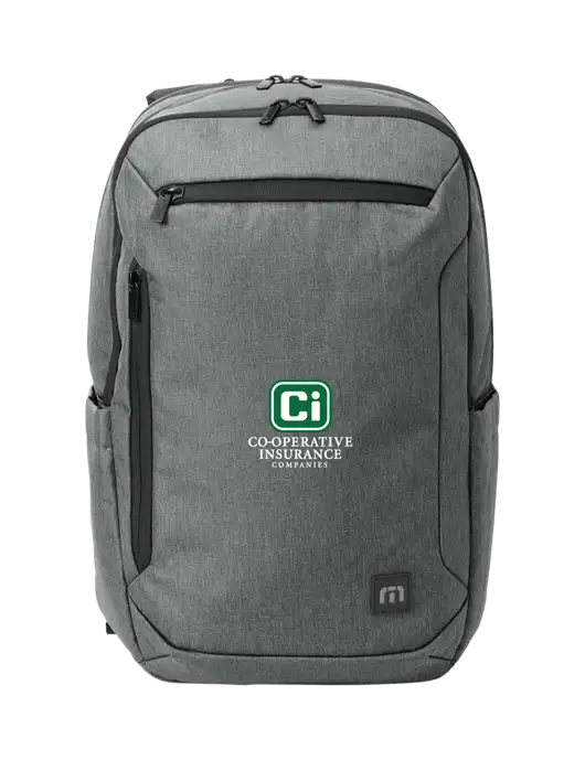 TravisMathew Medium Grey Heather Duration Backpack w/CI Icon Logo