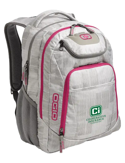 OGIO Light Grey/Pink Excelsior Laptop Backpack w/CI Icon Logo