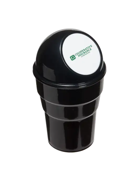Black Car Cup Holder Trash Can w/CI Icon Logo