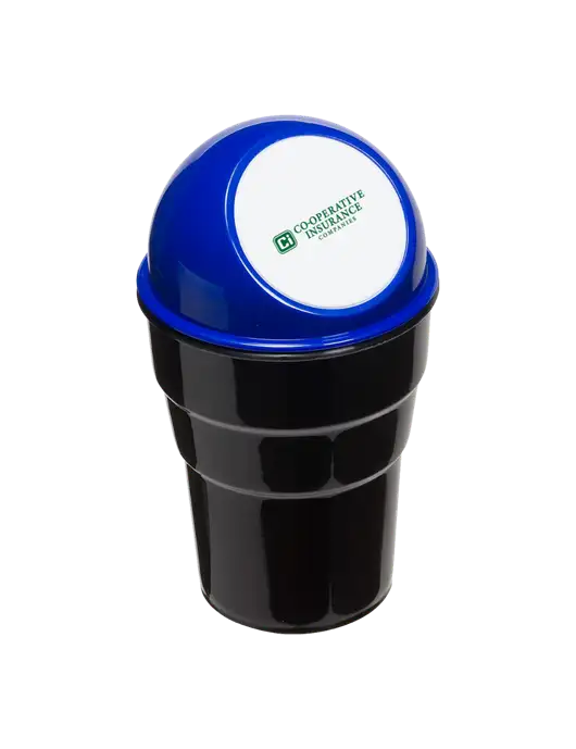 Blue Car Cup Holder Trash Can w/CI Icon Logo