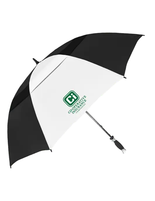 Black/White Vented Typhoon Tamer Golf Umbrella w/CI Icon Logo