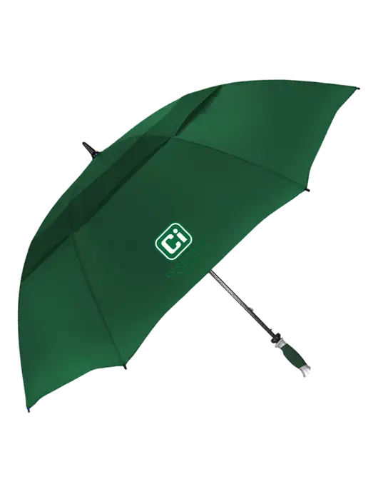 Dark Green Vented Typhoon Tamer Golf Umbrella w/CI Icon Logo