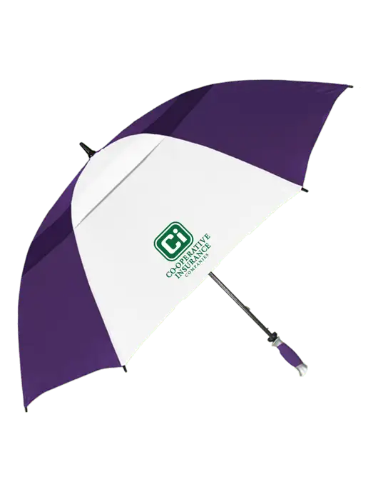Purple/White Vented Typhoon Tamer Golf Umbrella w/CI Icon Logo