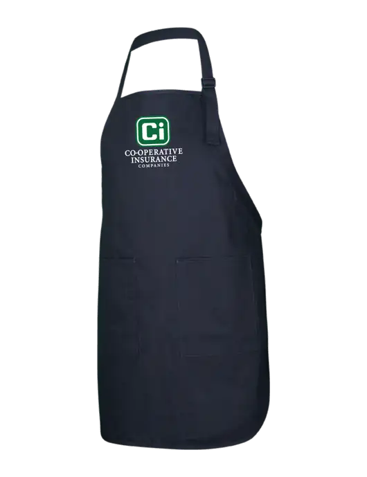 Full-Length Black Apron With Pockets w/CI Icon Logo