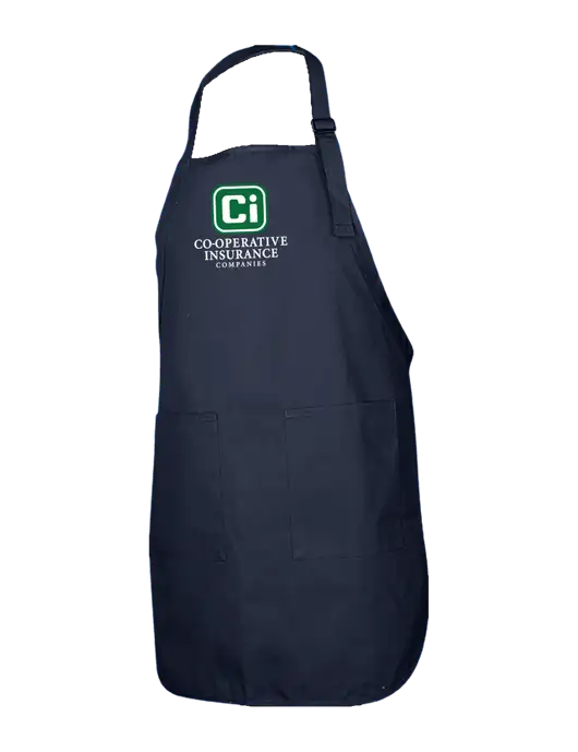 Full-Length Navy Apron With Pockets w/CI Icon Logo