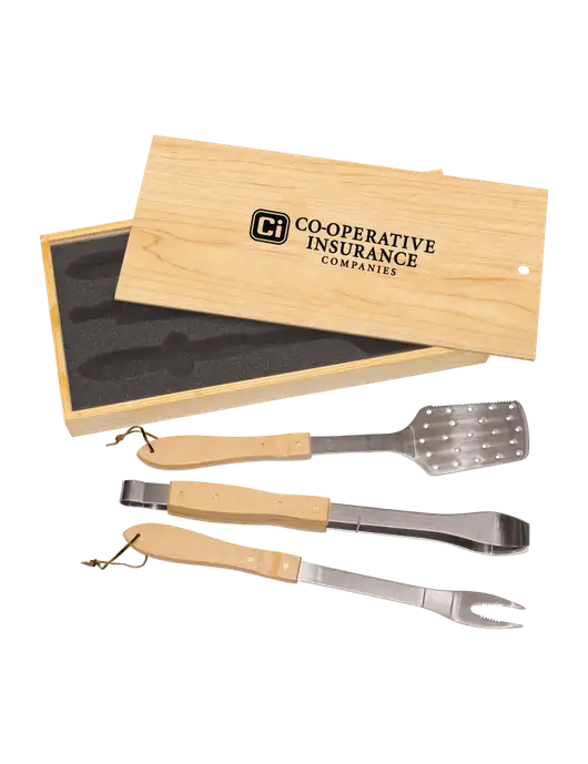 Wood BBQ Gift Set w/CI Icon Logo