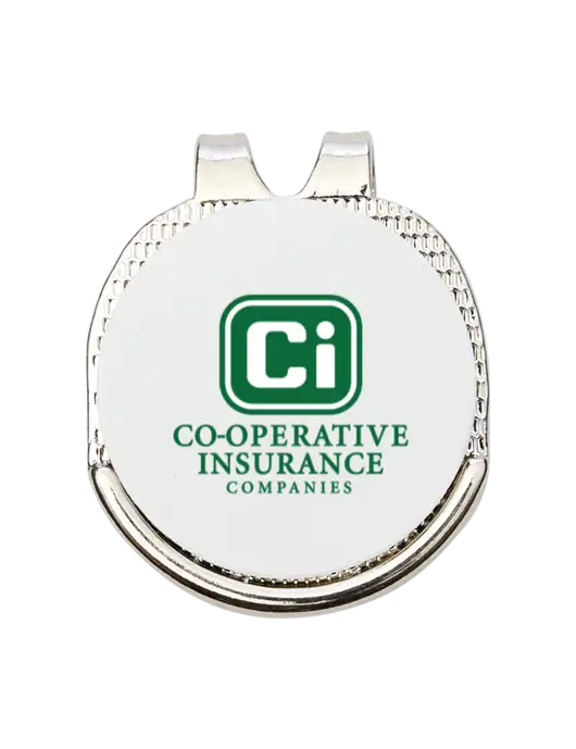 Antique Silver Hat Clip w/Golf Ball Marker w/CI Icon Logo