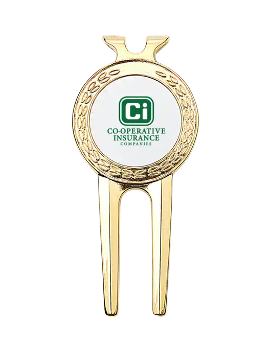 Gold Divot Tool, 1.5 x 3 w/CI Icon Logo