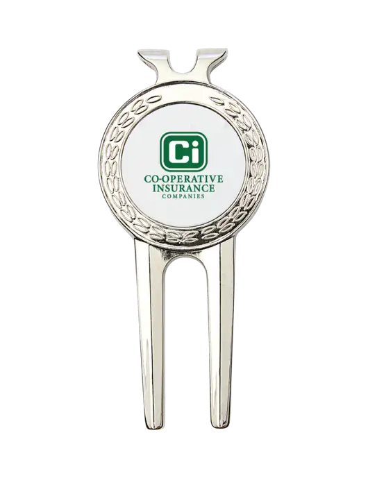 Silver Divot Tool, 1.5 x 3 w/CI Icon Logo