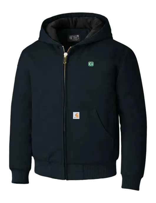 Carhartt Navy Quilted-Flannel-Lined Duck Active Jacket w/CI Icon Logo