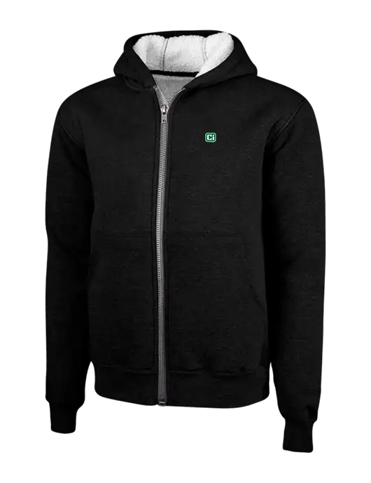 Cornerstone Black Heavyweight Sherpa Lined Hooded Fleece Jacket w/CI Icon Logo
