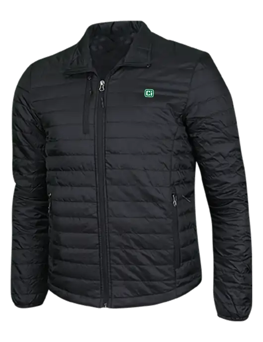 Deep Black Puffy Packable Jacket w/CI Icon Logo