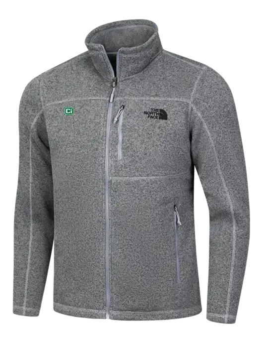 North Face Medium Grey Heather Sweater Fleece Jacket w/CI Icon Logo