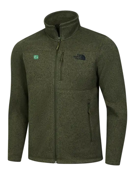 North Face Olive Heather Sweater Fleece Jacket w/CI Icon Logo