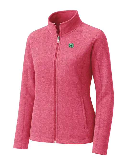 Fuchsia Heather Womens Heather Microfleece Full-Zip Jacket w/CI Icon Logo