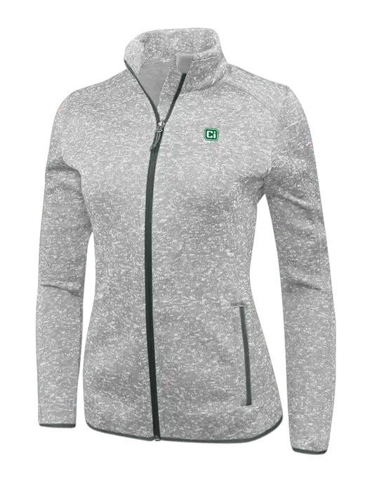 Grey Heather Womens Sweater Fleece Jacket w/CI Icon Logo