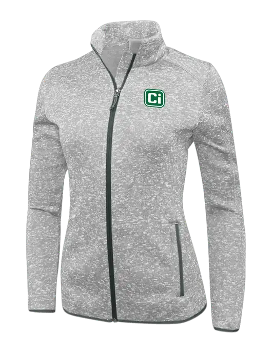 Grey Heather Womens Sweater Fleece Jacket w/CI Icon Logo