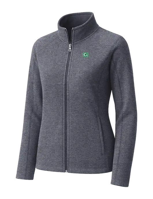 Light Navy Heather Womens Microfleece Full-Zip Jacket w/CI Icon Logo
