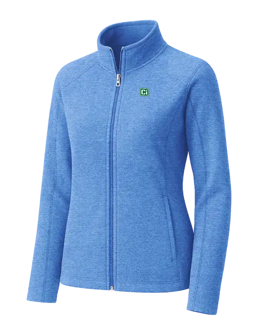 Light Royal Heather Womens Microfleece Full-Zip Jacket w/CI Icon Logo