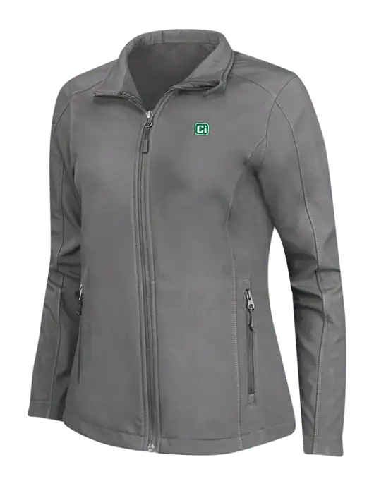 Medium Grey Womens Core Soft Shell Jacket w/CI Icon Logo