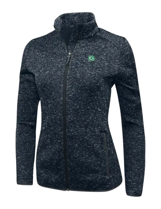 Navy Heather Womens Sweater Fleece Jacket w/CI Icon Logo