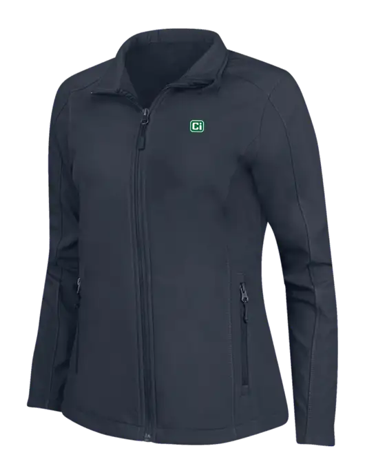 Navy Womens Core Soft Shell Jacket w/CI Icon Logo