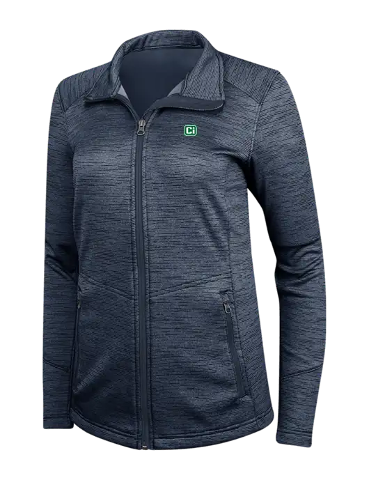 Navy Womens Digi Stripe Fleece Jacket w/CI Icon Logo