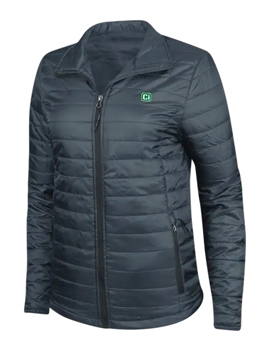 Navy Womens Puffy Packable Jacket w/CI Icon Logo