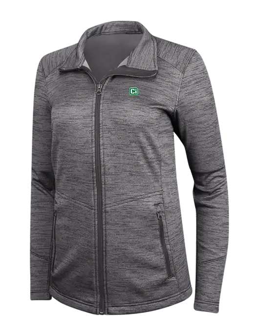 Womens Dark Grey Digi Stripe Fleece Jacket w/CI Icon Logo