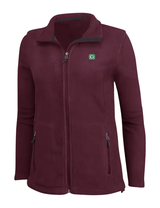 Womens Maroon Fleece Jacket w/CI Icon Logo
