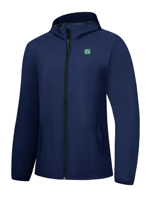 Womens Navy Essential Rain Jacket w/CI Icon Logo