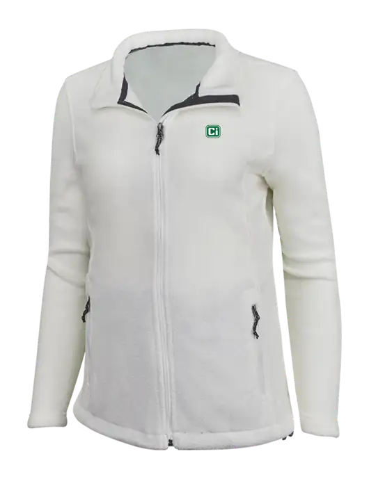 Womens White Fleece Jacket w/CI Icon Logo