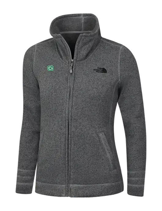 North Face Womens Medium Grey Heather Sweater Fleece Jacket w/CI Icon Logo