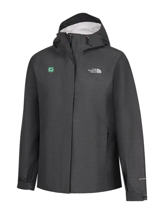 The North Face Womens Dark Grey Heather DryVent Rain Jacket w/CI Icon Logo