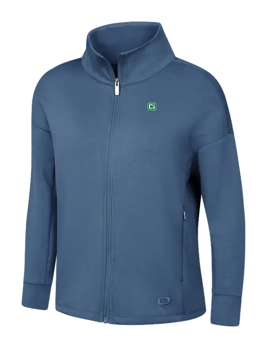 OGIO Womens Light Slate Blue Transcend Full-Zip w/CI Icon Logo