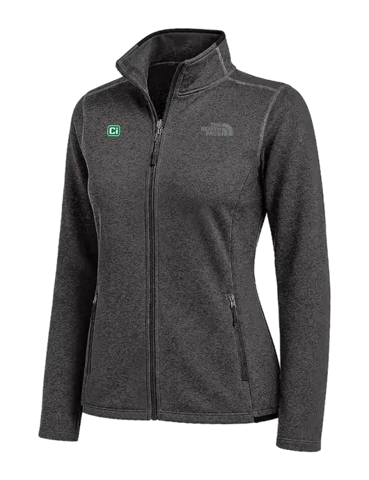 The North Face Womens Dark Grey Heather Skyline Full-Zip Fleece Jacket w/CI Icon Logo