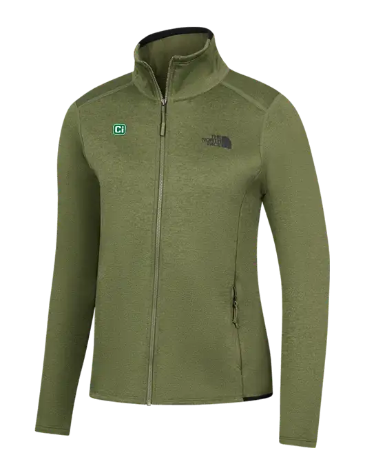 The North Face Womens Olive Heather Skyline Full-Zip Fleece Jacket w/CI Icon Logo