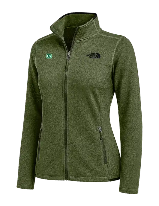 The North Face Womens Olive Heather Skyline Full-Zip Fleece Jacket w/CI Icon Logo
