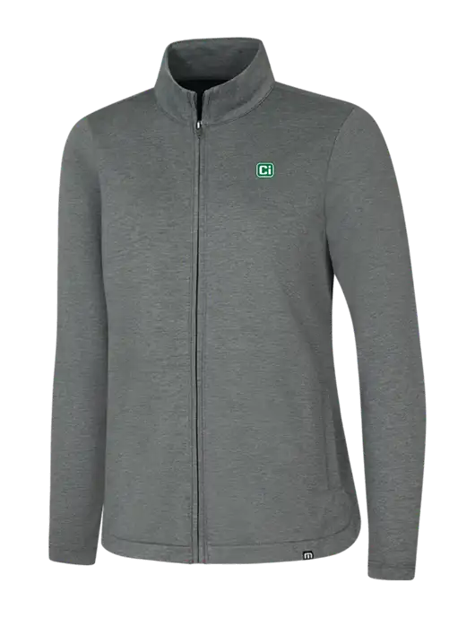 TravisMathew Womens Dark Grey Heather Coveside Full-Zip w/CI Icon Logo